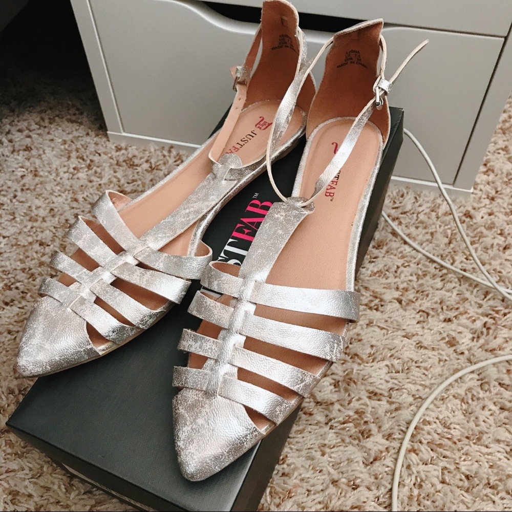 Just Fab Silver Sandals 7.5